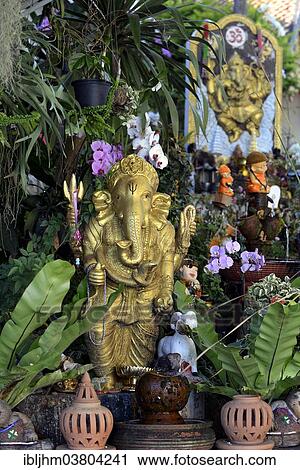 Stock Image - "The elephant-headed god Ganesha, Wat Phra That Doi Suthep Temple, Chiang Mai, Northern Thailand, Thailand, Asia". Fotosearch