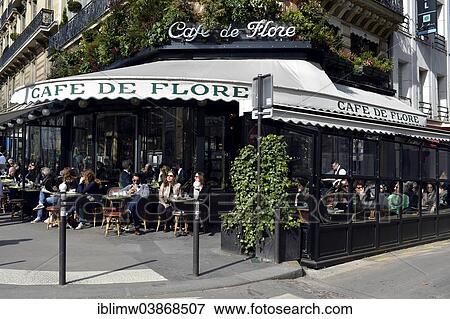 Stock Photo - "The famous Cafe de Flore, Saint-Germain-des-Pres, Paris, Ile-de-France, France, Europe". Fotosearch