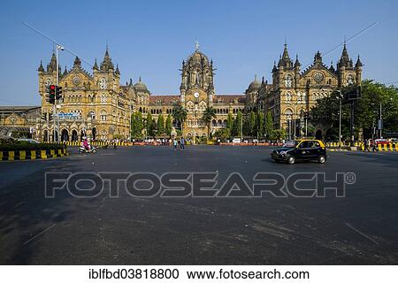Stock Image - "The former Victoria Terminus Railway Station, now Chhatrapati Shivaji Terminus, Mumbai, Maharashtra, India, Asia". Fotosearch