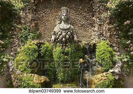 Stock Photo - "The fountain of Aphrodite of Ephesus, Villa d'Este, UNESCO World Heritage Site, Tivoli, Lazio, Italy, Europe". Fotosearch