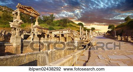 "The Fountain of Emperor Trajan and Curetes Street, constructed 102, 114 A. D., Ephesus Archaeological Site, Anatolia, Turkey, Asia" View Large Photo Image Stock Image - "The Fountain of Emperor Trajan and Curetes Street, constructed 102, 114 A. D., Ephesus Archaeological Site, Anatolia, Turkey, Asia". Fotosearch