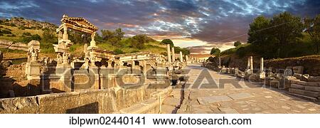 "The Fountain of Emperor Trajan and Curetes Street, 102 - 114 A. D., Ephesus Archaeological Site, Anatolia, Turkey, Asia" View Large Photo Image Stock Image - "The Fountain of Emperor Trajan and Curetes Street, 102 - 114 A. D., Ephesus Archaeological Site, Anatolia, Turkey, Asia". Fotosearch