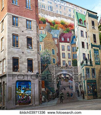 Stock Photograph - "The Fresco of Quebecers, Fresque des Quebecois, Quebec City, Quebec, Canada, North America". Fotosearch