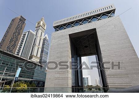 Picture - The Gate, Dubai International Financial Centre, DIFC, Dubai, United Arab Emirates, Middle East, Asia. Fotosearch