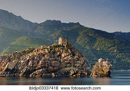 "The Genoese Tower of Porto on top of a rocky hill and the Gulf of Porto, Guaita, Porto, Corsica, France, Europe" View Large Photo Image Stock Photo - "The Genoese Tower of Porto on top of a rocky hill and the Gulf of Porto, Guaita, Porto, Corsica, France, Europe". Fotosearch