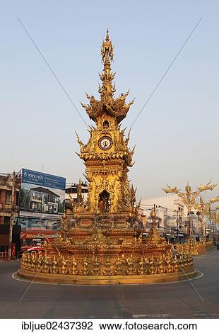 "The golden clock tower, landmark, Chiang Rai, Thailand, Asia" View Large Photo Image Stock Image - "The golden clock tower, landmark, Chiang Rai, Thailand, Asia". Fotosearch