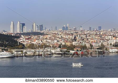 Stock Image - "The Golden Horn with the districts of Beyoglu and Sisli, from Fener quarter, Istanbul, European Side, Turkey, Asia". Fotosearch