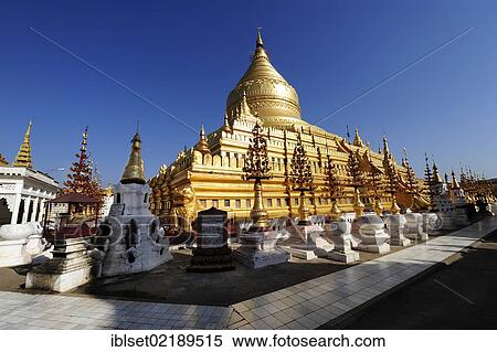 "The golden Shwezigon Pagoda, most famous temple in Bagan, Myanmar, Burma, Southeast Asia, Asia" View Large Photo Image Stock Photography - "The golden Shwezigon Pagoda, most famous temple in Bagan, Myanmar, Burma, Southeast Asia, Asia". Fotosearch