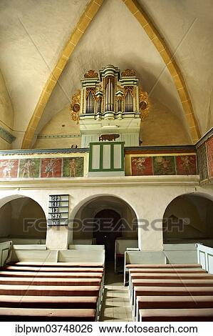Stock Photograph - "The Gothic interior of the 14th century fortified church of Axente Sever, Sibiu County, Transylvania, Romania, Europe". Fotosearch