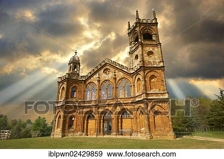 Stock Photo - "The Gothic Temple, designed by James Gibbs, 1740s, Buckingham, England, United Kingdom, Europe". Fotosearch