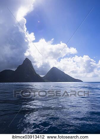Stock Image - "The Gros Piton and Petit Piton volcanoes, volcanic cores, Pitons Management Area, Saint Lucia, Windward Islands, Lesser Antilles, Saint Lucia, North America". Fotosearch