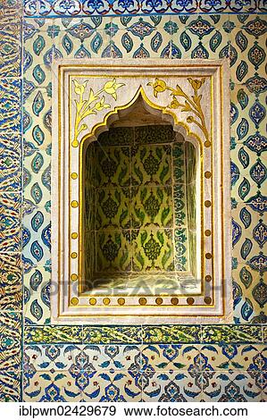 "The Hall with a Fountain"""" of the Harem, the vestibule where princes and consorts of the sultan waited before entering the Imperial Hall, with 17th century Kutahaya and Iznik tiles, Topkapi Palace, Istanbul, Turkey, Asia" View Large Photo Image Stock Photo - "The Hall with a Fountain"""" of the Harem, the vestibule where princes and consorts of the sultan waited before entering the Imperial Hall, with 17th century Kutahaya and Iznik tiles, Topkapi Palace, Istanbul, Turkey, Asia". Fotosearch