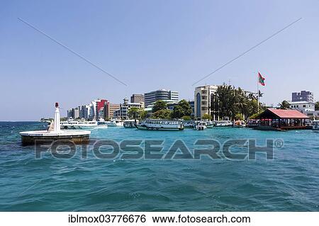 Stock Photograph - "The harbor entrance from Male, North Male Atoll, Indian Ocean, Maldives, Asia". Fotosearch
