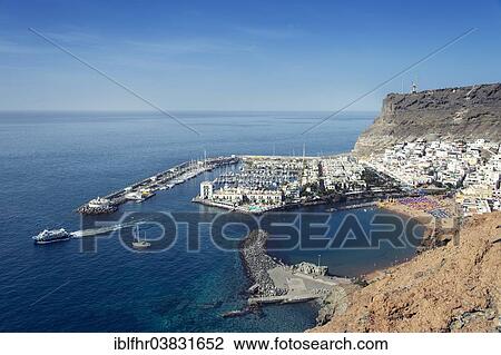 Stock Image - "The harbor town of Puerto de Mogan, Gran Canaria, Canary Islands, Spain, Europe". Fotosearch
