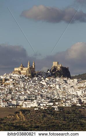 "The hilltop White Town of Olvera with La Encarnacion church and the Moorish castle, Cadiz province, Andalusia, Spain, Europe" View Large Photo Image Stock Image - "The hilltop White Town of Olvera with La Encarnacion church and the Moorish castle, Cadiz province, Andalusia, Spain, Europe". Fotosearch