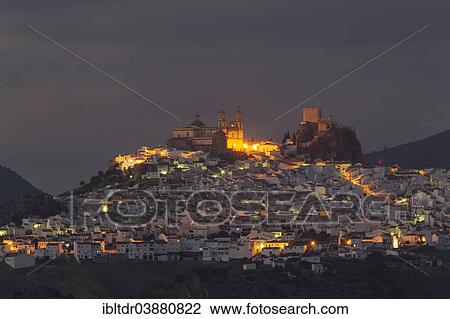 "The hilltop White Town of Olvera with La Encarnacion church and the Moorish castle, at dusk, Cadiz province, Andalusia, Spain, Europe" View Large Photo Image Stock Image - "The hilltop White Town of Olvera with La Encarnacion church and the Moorish castle, at dusk, Cadiz province, Andalusia, Spain, Europe". Fotosearch