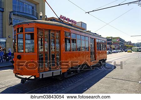 "The historic streetcar of the F-line at Fisherman's Wharf, San Francisco, California, USA" View Large Photo Image Picture - "The historic streetcar of the F-line at Fisherman's Wharf, San Francisco, California, USA". Fotosearch