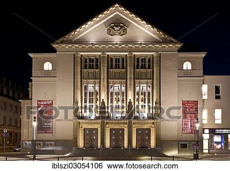 "The illuminated theatre at night, Hagen, North Rhine-Westphalia, Germany, Europe" View Large Photo Image Stock Photograph - "The illuminated theatre at night, Hagen, North Rhine-Westphalia, Germany, Europe". Fotosearch