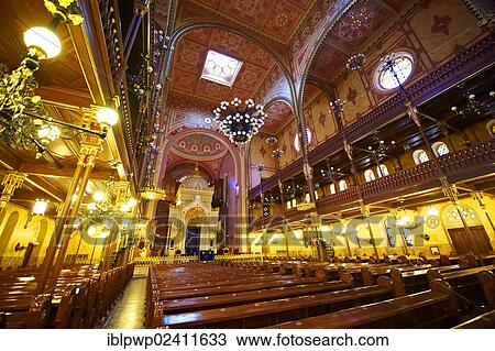 The interior of the Dohany Street or Great Synagogue, nagy zsinagoga, the second largest synagogue in the world built in Moorish Revival style, Budapest, Hungary, Europe View Large Photo Image Stock Image - The interior of the Dohany Street or Great Synagogue, nagy zsinagoga, the second largest synagogue in the world built in Moorish Revival style, Budapest, Hungary, Europe. Fotosearch