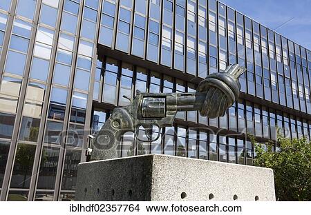 "The Knotted Gun or Non Violence, a monument by Carl Frederick Reuterwaerd, Jean Monnet Building of the European Commission, European quarter, Kirchberg plateau, Luxembourg City, Europe" View Large Photo Image Picture - "The Knotted Gun or Non Violence, a monument by Carl Frederick Reuterwaerd, Jean Monnet Building of the European Commission, European quarter, Kirchberg plateau, Luxembourg City, Europe". Fotosearch