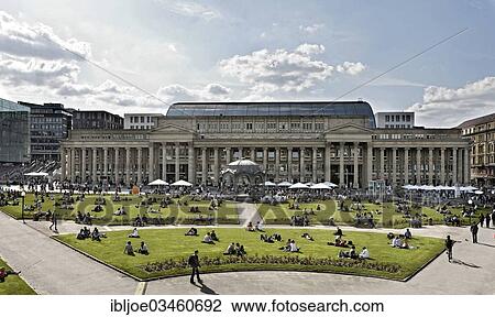 Stock Image - "The Koenigsbau building with the bandstand in Schlossplatz square, Stuttgart, Baden-Wurttemberg, Germany, Europe". Fotosearch