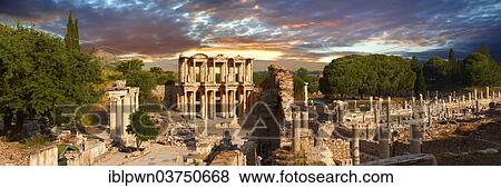 Stock Photo - "The Library of Celsus and the Agora, Ephesos Archaeological Site, Ephesus, Selcuk, Izmir Province, Aegean Region, Turkey, Asia". Fotosearch