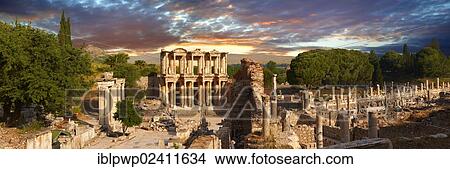The Library of Celsus and the Agora to the right, Ephesus Archaeological Site, Anatolia, Turkey, Asia View Large Photo Image Picture - The Library of Celsus and the Agora to the right, Ephesus Archaeological Site, Anatolia, Turkey, Asia. Fotosearch