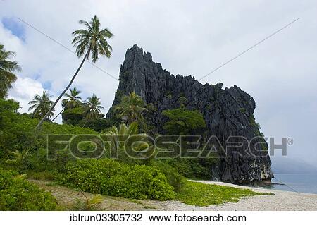 Stock Image - "The Linderalique rocks on the east coast of Grande Terre, Hienghene, North Province, Grande Terre, New Caledonia, France, Oceania". Fotosearch