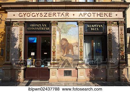 "The Lion Pharmacy with Zsolnay tiles, Sopron, Hungary, Europe" View Large Photo Image Stock Photo - "The Lion Pharmacy with Zsolnay tiles, Sopron, Hungary, Europe". Fotosearch