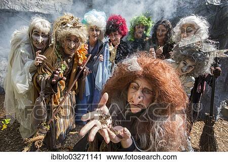 Stock Image - "The Little Witch - theatre for the youngest audience by Otfried Preussler, Waldbuehne Heessen open-air theatre, Heessen, Hamm, North Rhine-Westphalia, Germany, Europe". Fotosearch