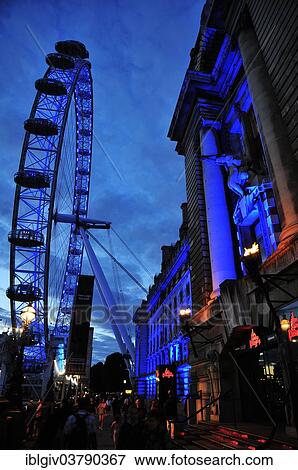Stock Photo - "The London Eye at the London County Hall at dusk, London, England, United Kingdom, Europe". Fotosearch