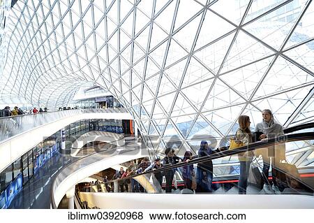 "The longest unsupported escalator in Europe, MyZeil shopping mall, architect Massimiliano Fuksas, Palais Quartier, Frankfurt am Main, Hesse, Germany, Europe" View Large Photo Image Stock Photo - "The longest unsupported escalator in Europe, MyZeil shopping mall, architect Massimiliano Fuksas, Palais Quartier, Frankfurt am Main, Hesse, Germany, Europe". Fotosearch