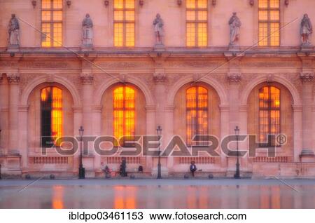"The Louvre at dusk, with the setting sun lighting up its windows, Paris, Ile-de-France, France, Europe" View Large Photo Image Stock Image - "The Louvre at dusk, with the setting sun lighting up its windows, Paris, Ile-de-France, France, Europe". Fotosearch