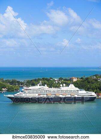 "The luxury cruise ship Prinsendamm moored at the Pointe Seraphine cruise ship terminal, Castries, Saint Lucia, Windward Islands, Lesser Antilles, Caribbean, North America" View Large Photo Image Stock Photo - "The luxury cruise ship Prinsendamm moored at the Pointe Seraphine cruise ship terminal, Castries, Saint Lucia, Windward Islands, Lesser Antilles, Caribbean, North America". Fotosearch