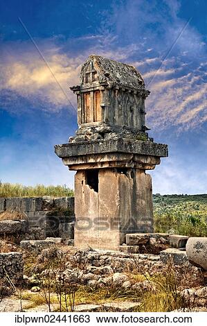 "The Lycian """"Harpy Tomb"""", a marble pillar tomb from 480 - 470 B. C., archaeological site of Xanthos, UNESCO World Heritage Site, Turkey, Asia" View Large Photo Image Stock Image - "The Lycian """"Harpy Tomb"""", a marble pillar tomb from 480 - 470 B. C., archaeological site of Xanthos, UNESCO World Heritage Site, Turkey, Asia". Fotosearch