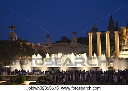 Stock Image - "The Magic Fountain of Montjuic, Font Magica, Museu Nacional d'Art de Catalunya, National Art Museum of Catalonia, Barcelona, Catalonia, Spain, Europe, PublicGround, Europe". Fotosearch