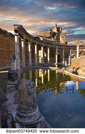 Stock Image - "The Maritime Theatre, Teatro Marittimo, Hadrian's Villa, Villa Adriana, UNESCO World Heritage Site, Tivoli, Lazio, Italy, Europe". Fotosearch