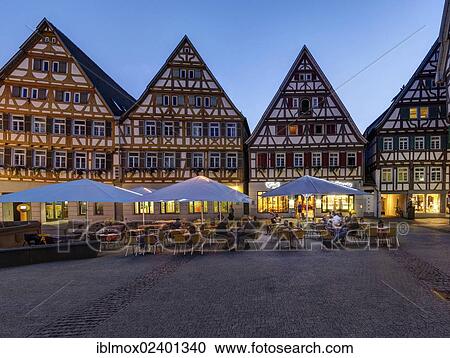 Stock Image - "The marketplace of Herrenberg, Baden-Wuerttemberg, Germany, Europe, PublicGround, Europe". Fotosearch