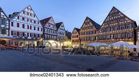 Stock Image - "The marketplace of Herrenberg, Baden-Wuerttemberg, Germany, Europe, PublicGround, Europe". Fotosearch