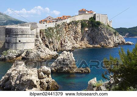 Stock Photo - "The medieval city walls of Dubrovnik, Croatia, Europe". Fotosearch
