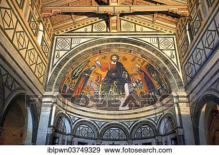 "The medieval Romanesque style Byzantine mosaic of Christ between the Virgin Mary and St Minias, 1260, San Miniato al Monte Basilica, St. Minias on the Mountain, Florence, Tuscany, Italy, Europe" View Large Photo Image Stock Photo - "The medieval Romanesque style Byzantine mosaic of Christ between the Virgin Mary and St Minias, 1260, San Miniato al Monte Basilica, St. Minias on the Mountain, Florence, Tuscany, Italy, Europe". Fotosearch