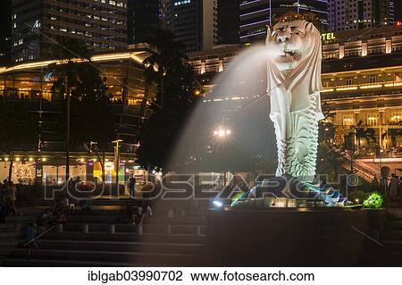 "The Merlion, at night, Singapore, Asia" View Large Photo Image Stock Image - "The Merlion, at night, Singapore, Asia". Fotosearch