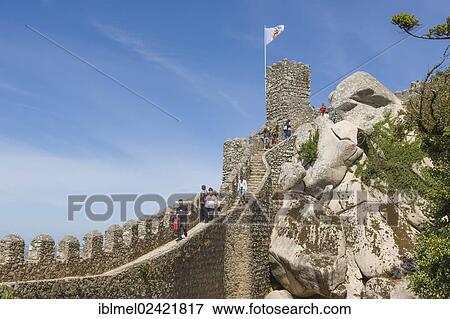 Stock Photo - The Moorish Castle, Castle of the Moors, Castelo dos Mouros, Sintra Cascais Natural Park, Grande Lisboa, Lisbon Region, Portugal, Europe. Fotosearch