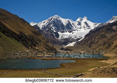 "The mountain lakes Lagunas Jahuacocha, at the back Mt Yerupaja and other snow-capped mountains, Cordillera Huayhuash mountain range, Northern Peru, Peru, South America" View Large Photo Image Stock Image - "The mountain lakes Lagunas Jahuacocha, at the back Mt Yerupaja and other snow-capped mountains, Cordillera Huayhuash mountain range, Northern Peru, Peru, South America". Fotosearch