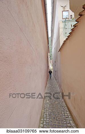 Stock Photography - "The narrowest lane in town, Brasov, Brasov County, Transylvania, Romania, Europe". Fotosearch