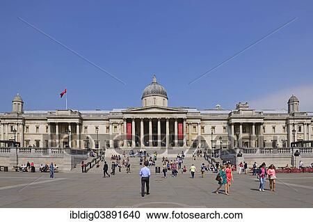 Stock Image - "The National Gallery, Trafalgar Square, London, England, United Kingdom, Europe". Fotosearch