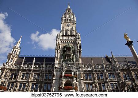 Stock Photography - "The New Town Hall on Marienplatz square, Munich, Upper Bavaria, Bavaria, Germany, Europe". Fotosearch