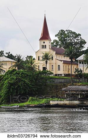 Picture - "The old church of Kribi, from the German colonial period, Kribi, South Region, Cameroon, Africa". Fotosearch