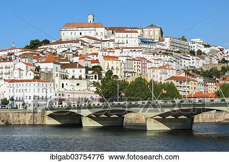 Stock Photograph - "The old city and the University seen from across the Mondego river, Coimbra University, UNESCO World Heritage Site, Coimbra, Centro Region, Portugal, Europe". Fotosearch
