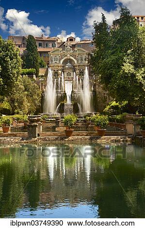 Stock Image - "The Organ Fountain, 1566, Villa d'Este, UNESCO World Heritage Site, Tivoli, Lazio, Italy, Europe". Fotosearch